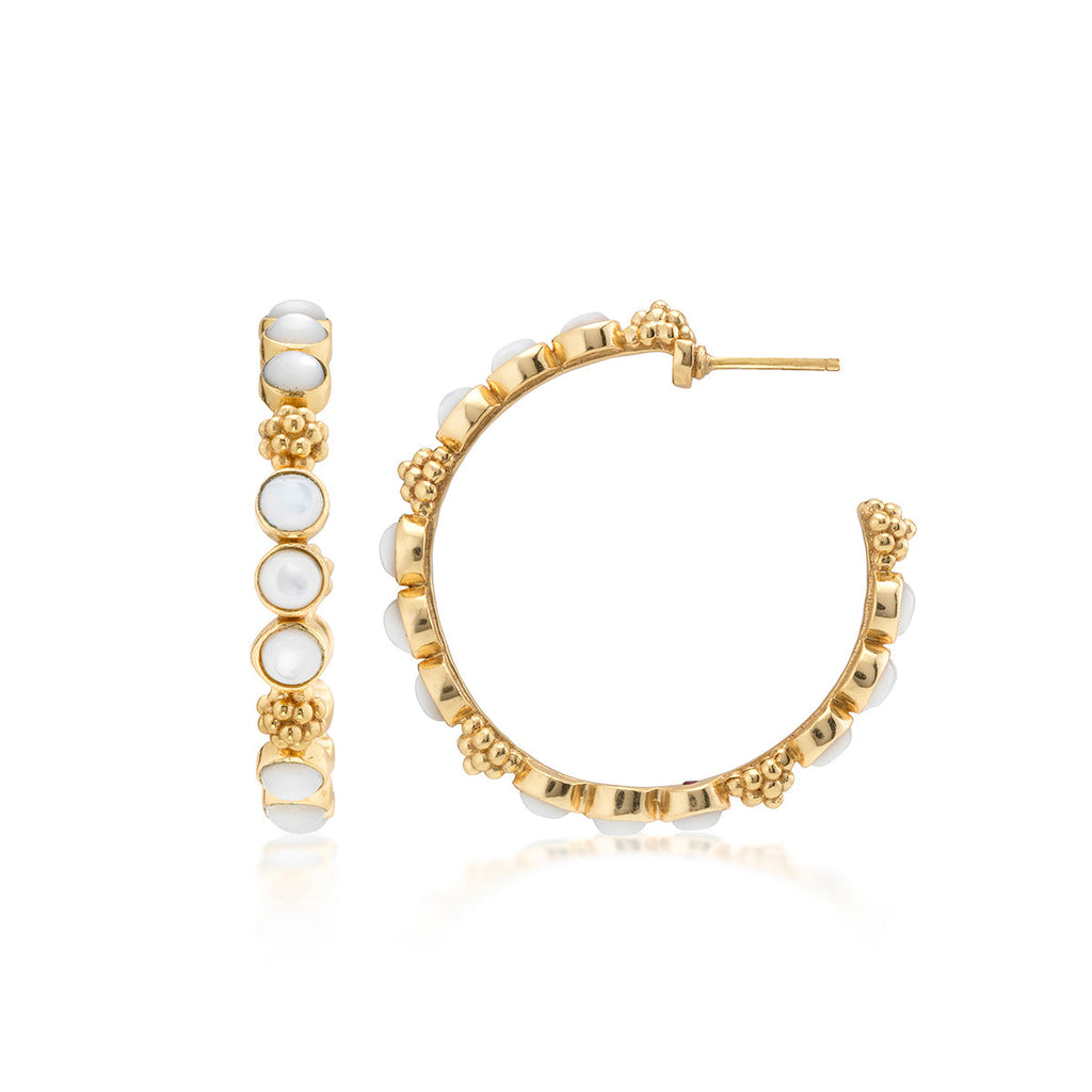 Capucine De Wulf Berry Gem MOP Medium Hoop Earrings - Charles Mayer