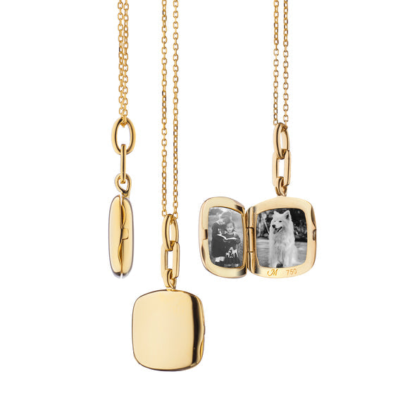 Monica Rich Kosann 18K Yellow Gold Slim Cushion Viv Locket - Charles Mayer