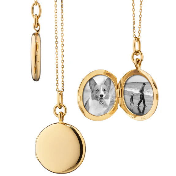 Monica Rich Kosann 17" 18K Quinn Slim Round Locket - Charles Mayer