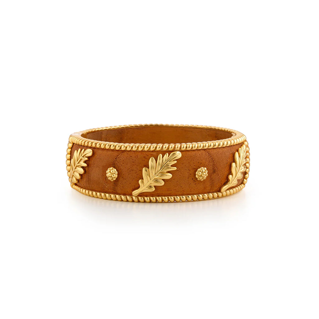 Capucine De Wulf Forest Walk Oak Leaf Teak Hinged Bangle - Charles Mayer