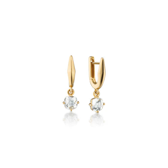 Monica Rich Kosann 18k U Shape Earrings with Rock Crystal - Charles Mayer