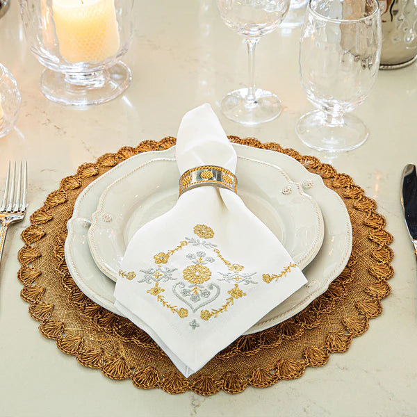 Juliska Heidi Gold & Silver Embroidered Napkin - Charles Mayer