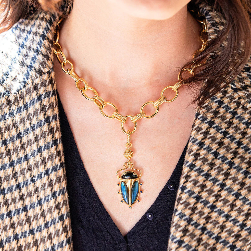 Capucine De Wulf Scarab Pendant in Blue Labradorite - Charles Mayer