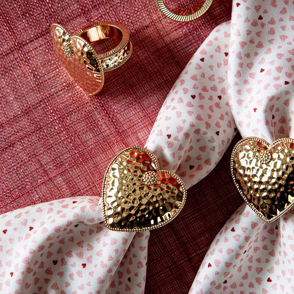 Juliska Berry & Thread Gold Heart Napkin Rings, Set/4 - Charles Mayer