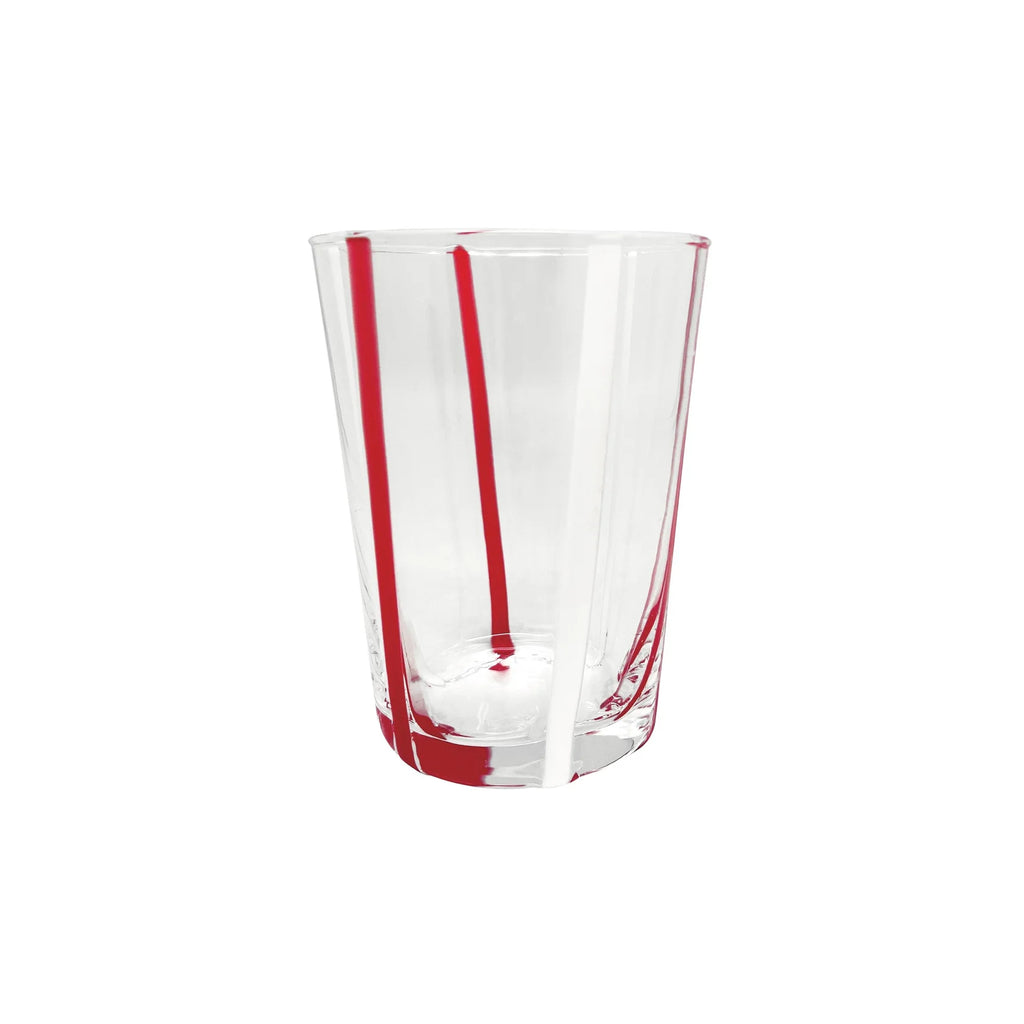 Mariposa Red & White Ribbons DOF Glass - Charles Mayer