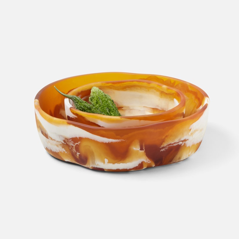 Blue Pheasant Amber Swirl Serving Bowl, Set of 2 - Charles Mayer