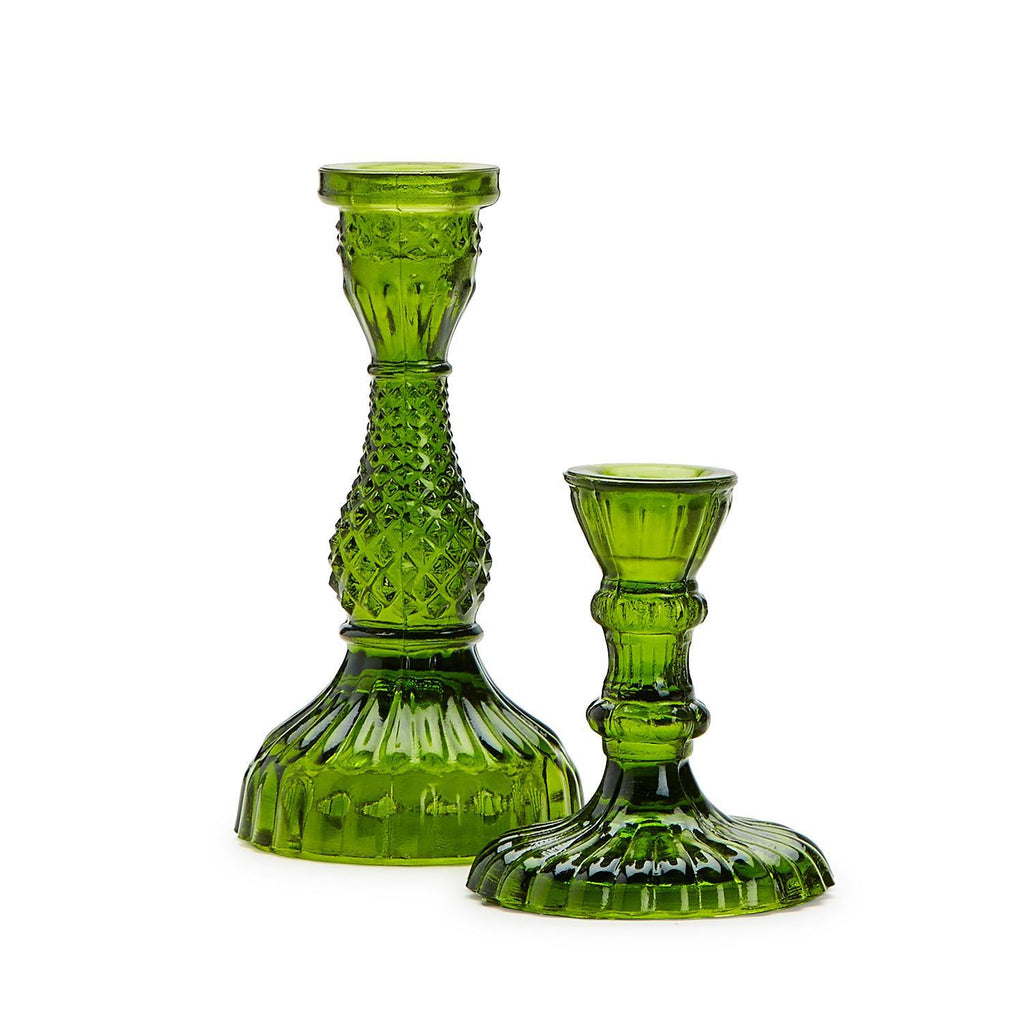 Casa Verde Moss Glass Candlestick, 2 sizes - Charles Mayer