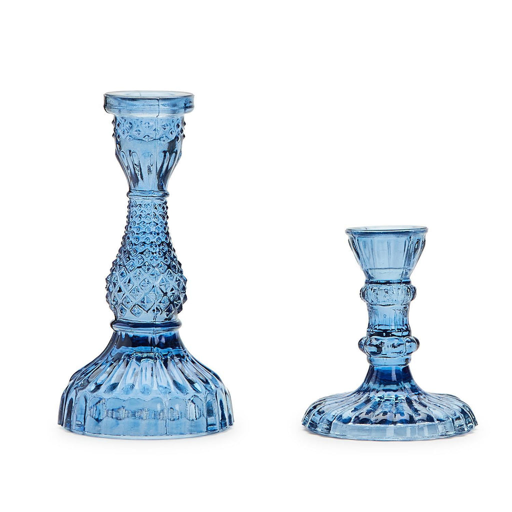 Casa Verde Indigo Small Glass Candlestick - Charles Mayer