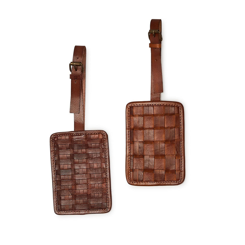 Woven Leather Luggage Tags, Assorted - Charles Mayer