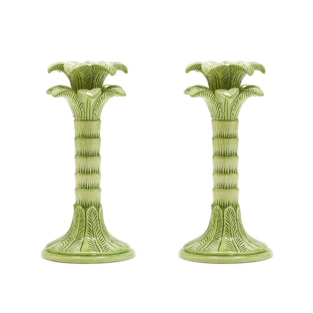 Green Palm Candlestick Holder, Set of 2 - Charles Mayer