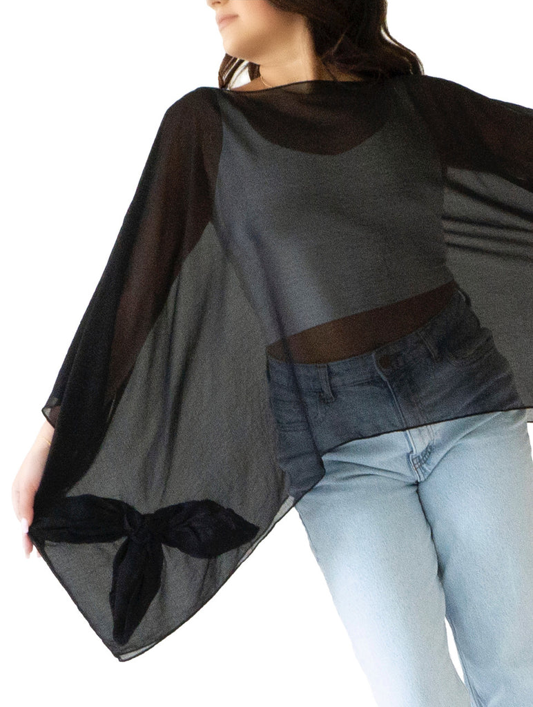 Randi & Will Blossom Black Poncho - Charles Mayer