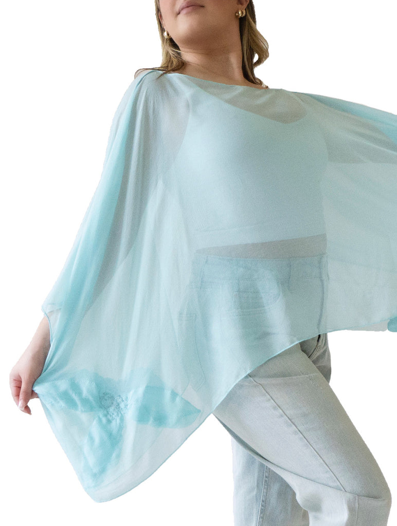 Randi & Will Blossom Sky Blue Poncho - Charles Mayer