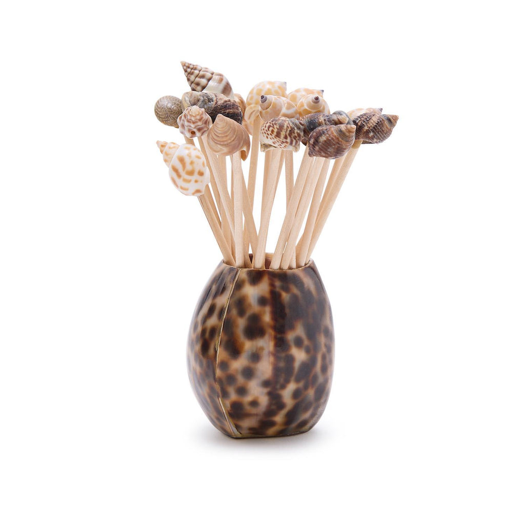 Tiger Cowrie Shell Cocktail Picks, Set of 20 - Charles Mayer