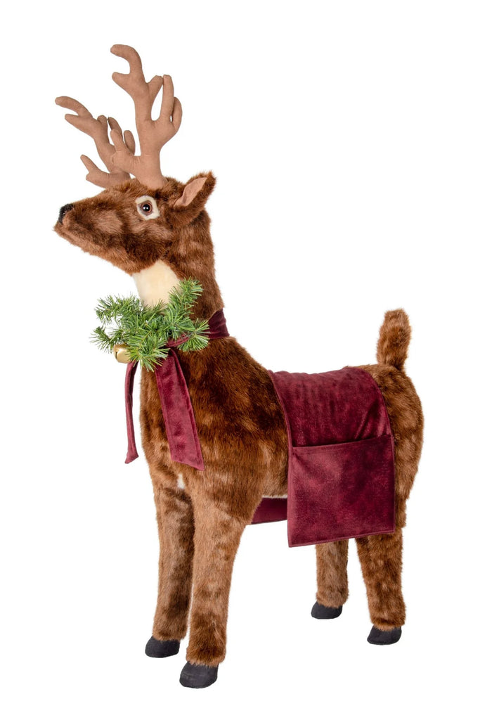Ditz Designs Natural Reindeer with Burgundy Trim Footrest - Charles Mayer