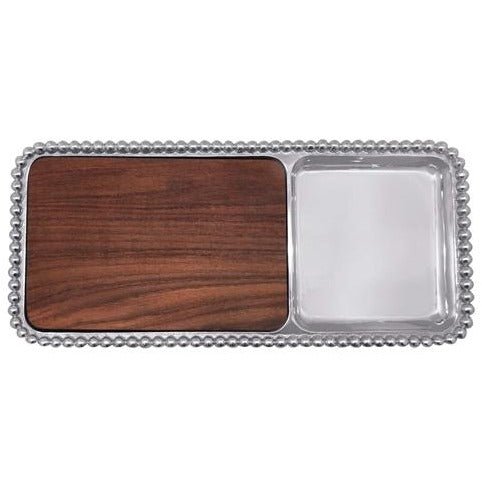 Mariposa Pearled Cheese & Cracker Server with Dark Wood Insert - Charles Mayer