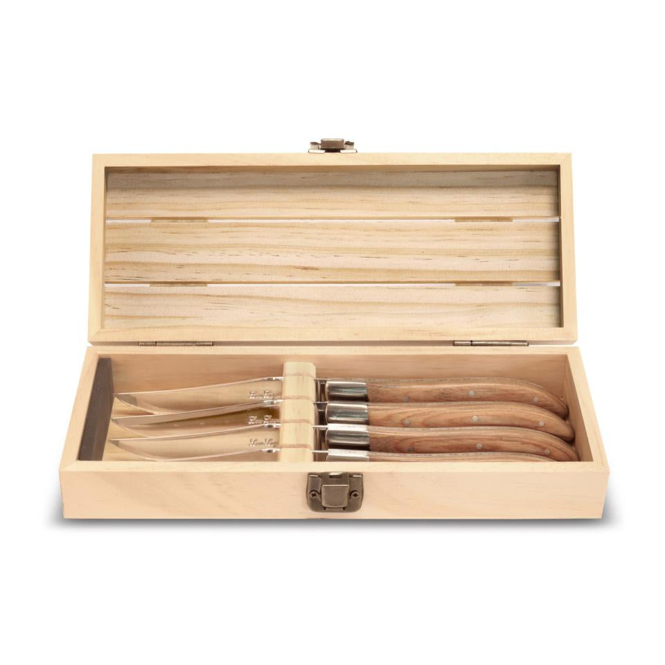 Couzon Lou Laguiole Hetre Pakko Wood Steak Knife, Set of 4 - Charles Mayer