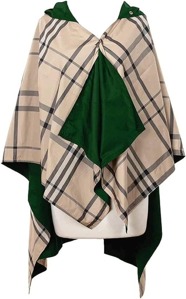 Rainraps Green & Tan Plaid Poncho - Charles Mayer