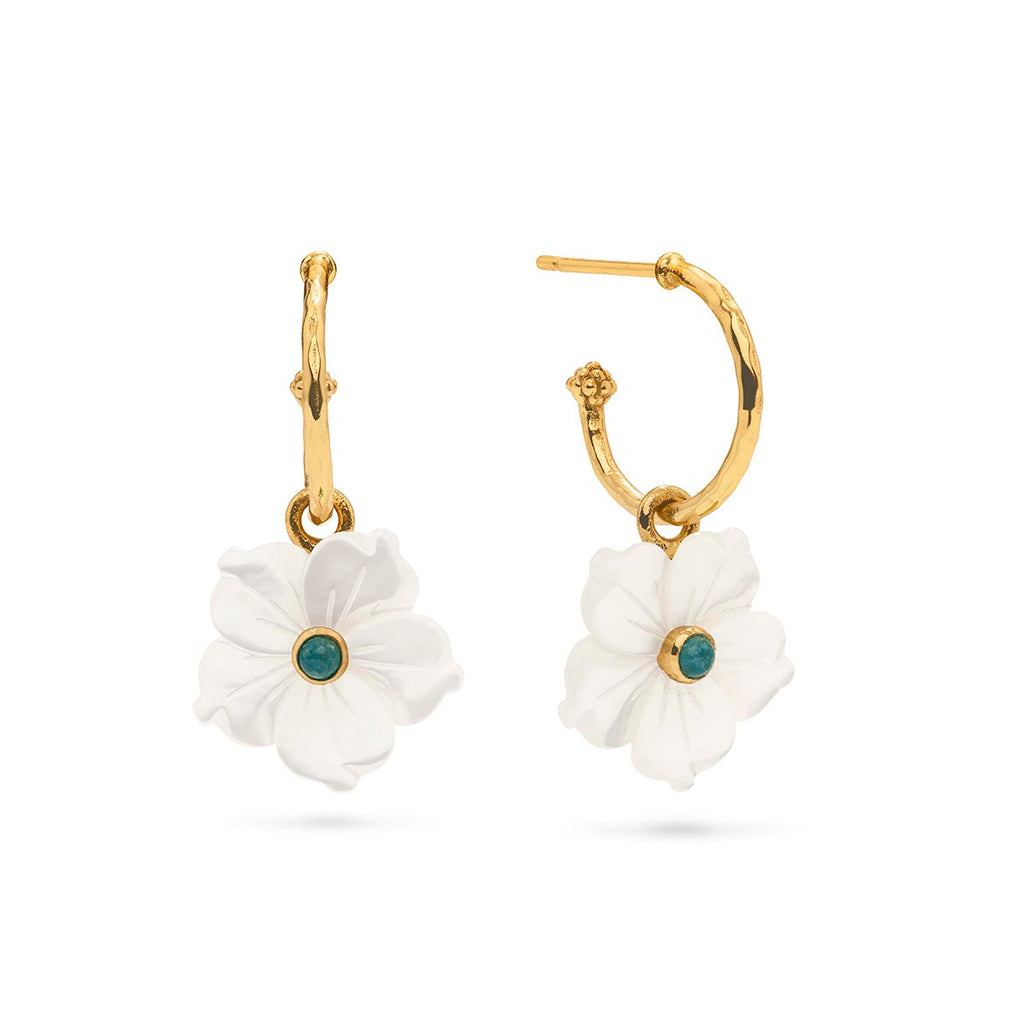 Capucine De Wulf Mermaid Garden Mother of Pearl Flower Charm Hoop Earrings - Charles Mayer