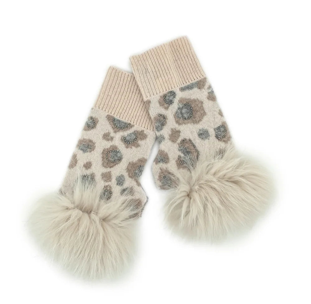 Mitchie's Glimmer Pearl/Grey /Beige Fingerless Gloves - Charles Mayer