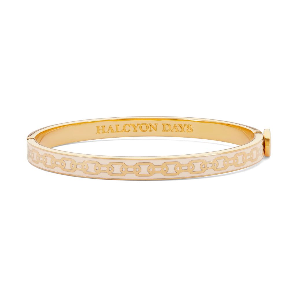 Halcyon Days Skinny Bee Link Cream & Gold Hinged Bangle - Charles Mayer