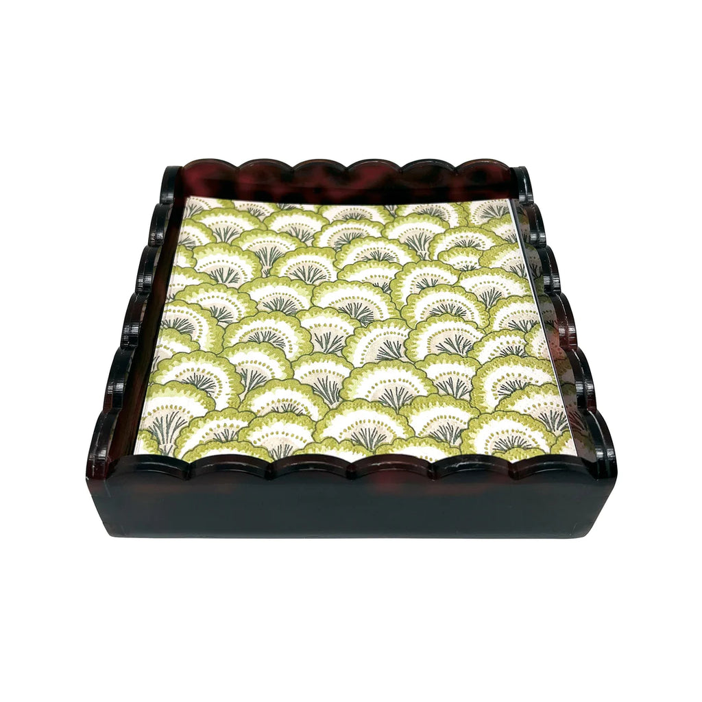 Mariposa Tortoise Green Scalloped Napkin Box - Charles Mayer