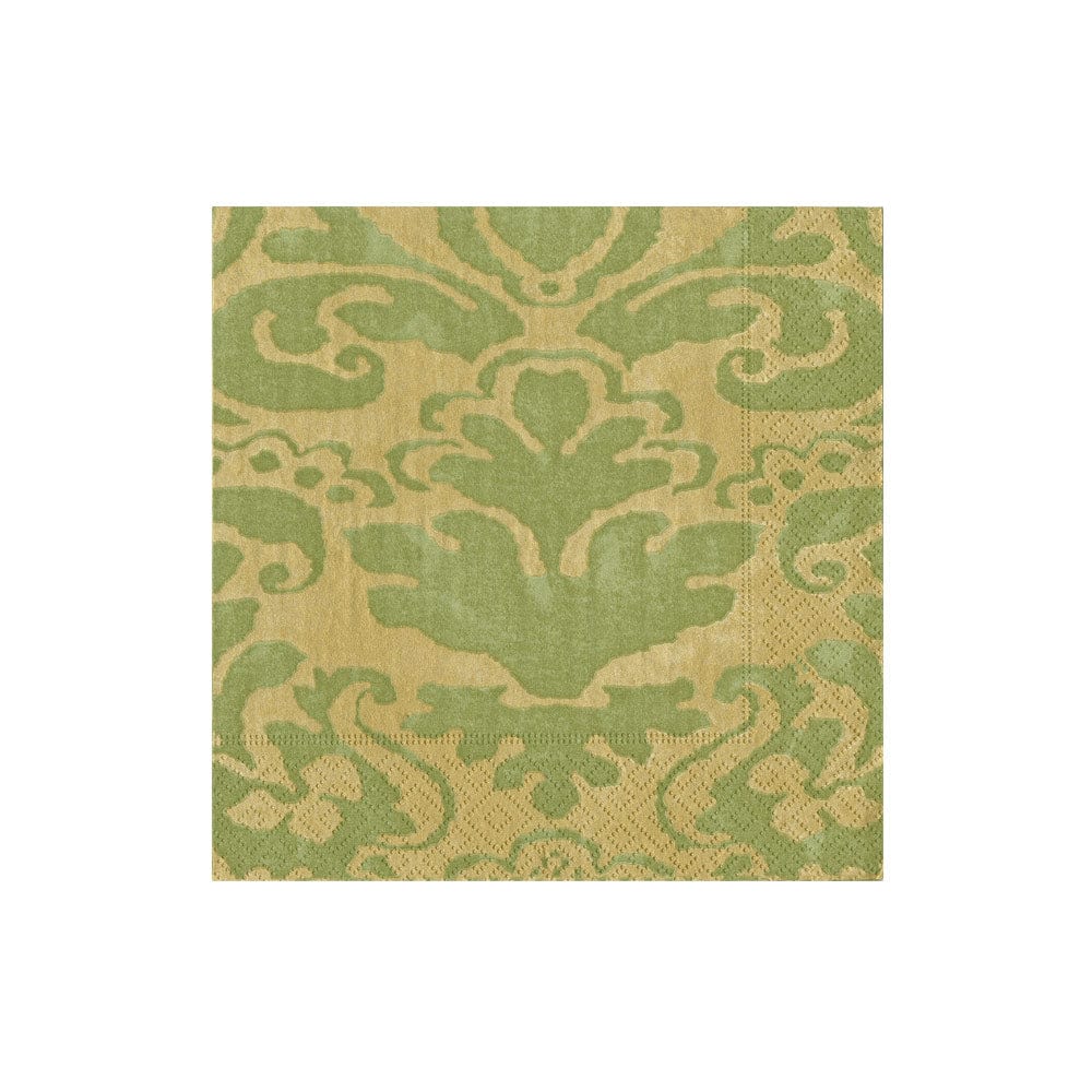 Caspari Palazzo Moss Green Cocktail Napkins - Charles Mayer