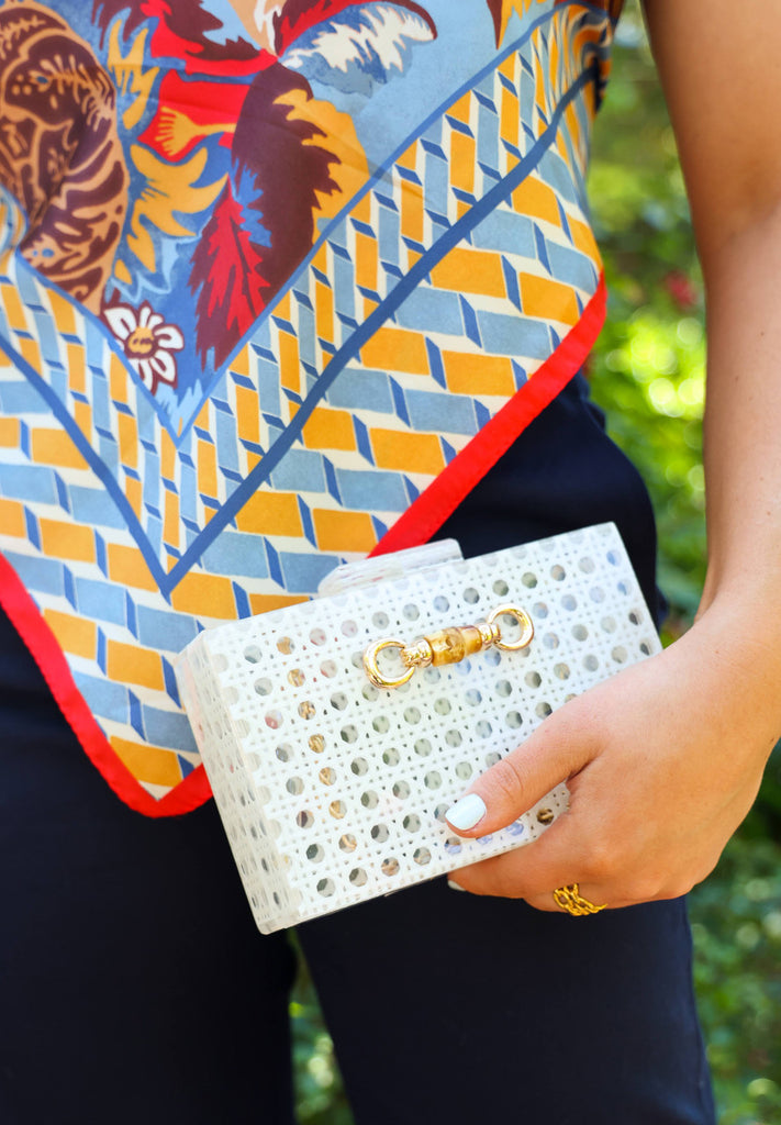 Lisi Lerch White Breakers Bag with Gold Blossom - Charles Mayer