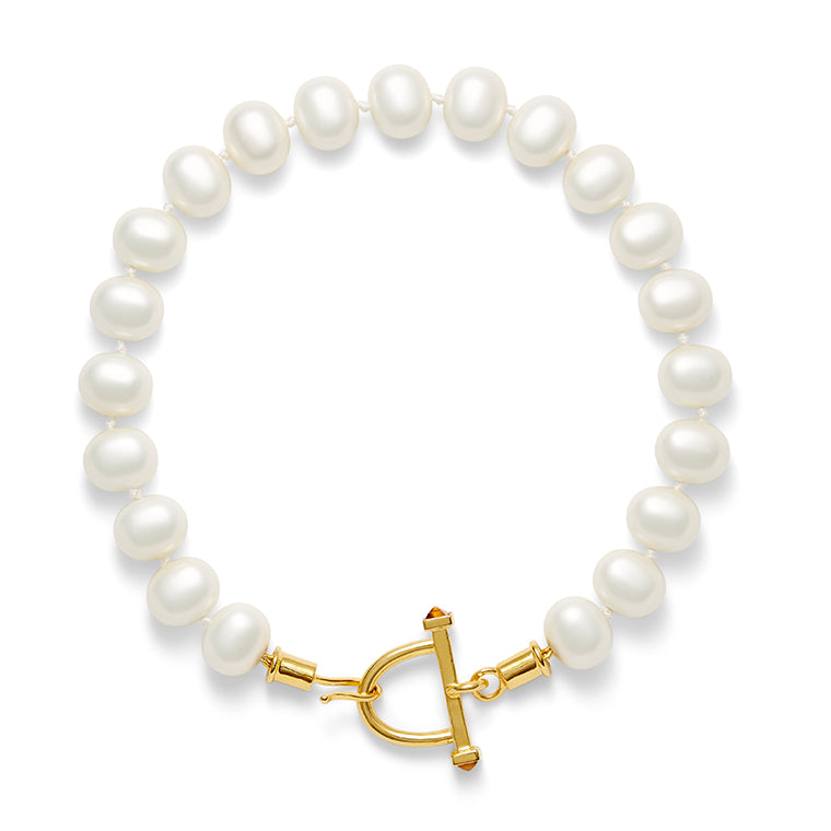 CC&Co. White Pebbles Stirrup Necklace - Charles Mayer