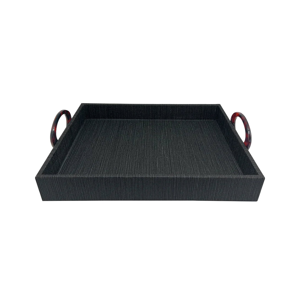 Mariposa Midnight Small Handled Tray, Tortoise - Charles Mayer