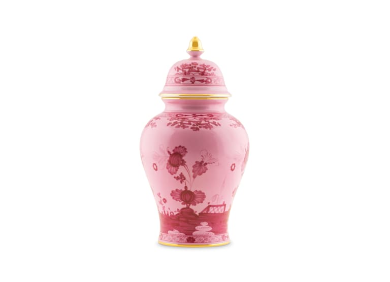 Ginori Oriente Italiano Porpora Potiche 12.5" Vase w/Cover - Charles Mayer