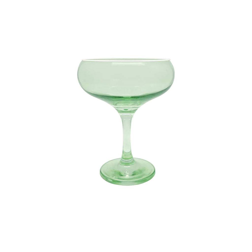 Mariposa Fine Line Coupe Glass, Set of 4, Green with White Rim - Charles Mayer