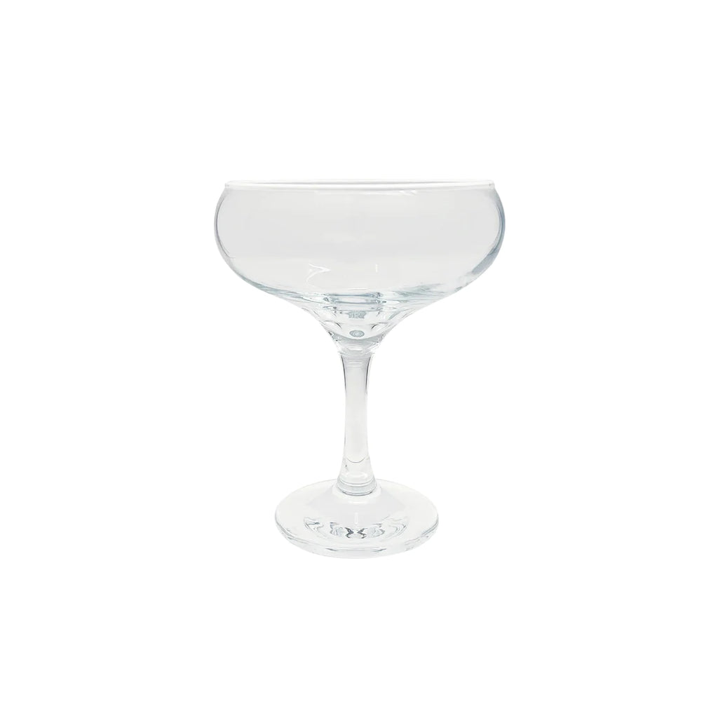 Mariposa Fine Line Coupe Glass, Set of 4, Clear with White Rim - Charles Mayer