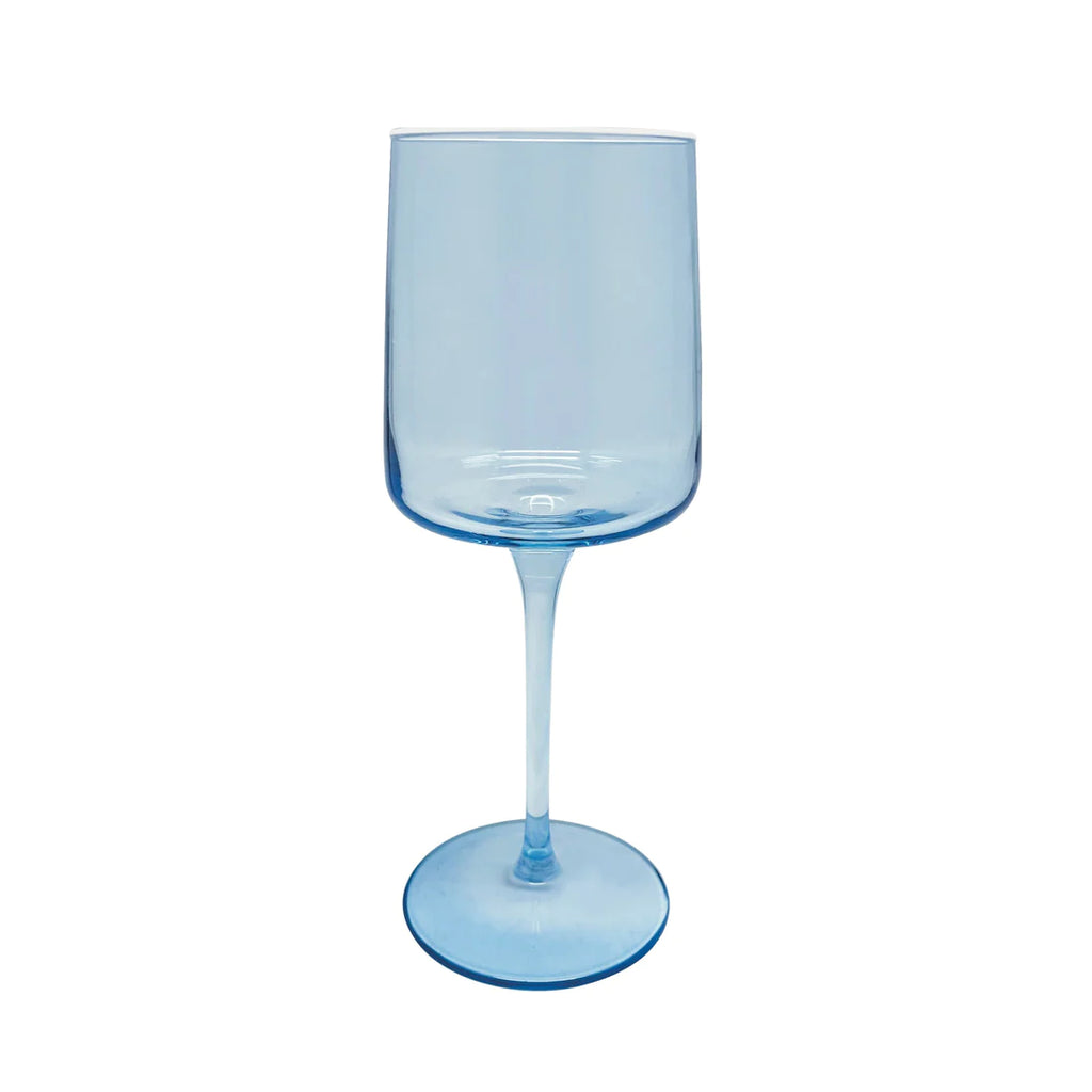 Mariposa Fine Line Wine Glass, Set of 4, Blue with White - Charles Mayer