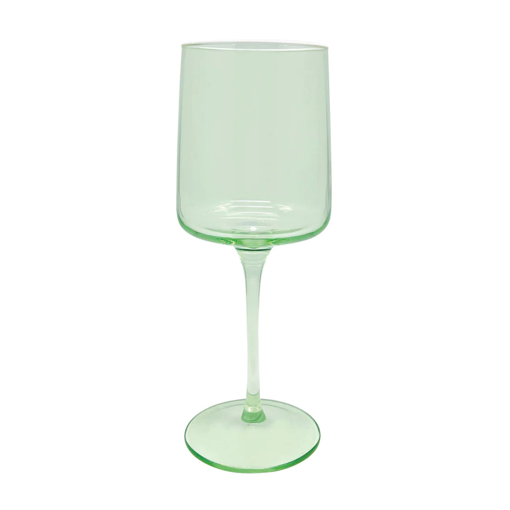 Mariposa Fine Line Wine Glass, Set of 4, Light Green with White - Charles Mayer