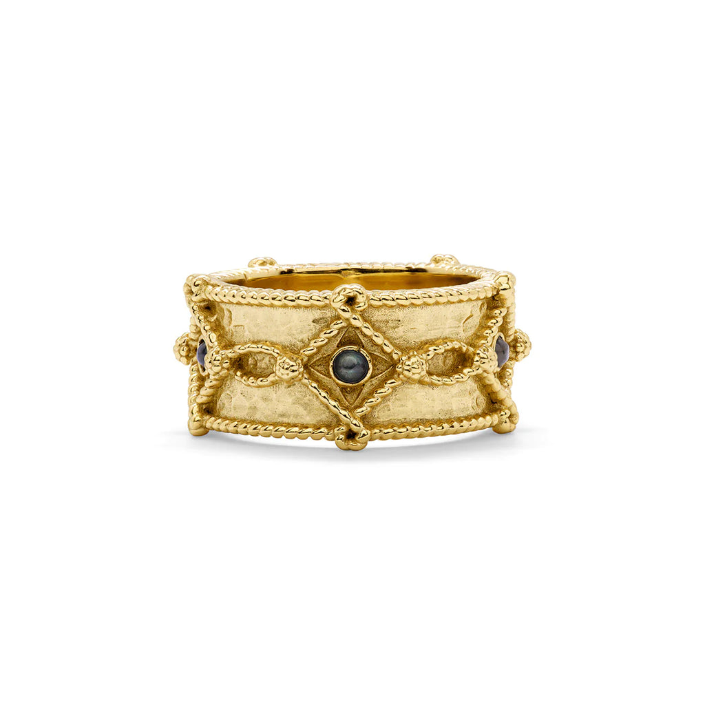 CAPUCINE DE WULF Victoria Ring Band in Hammered Gold, Size 6 - Charles Mayer