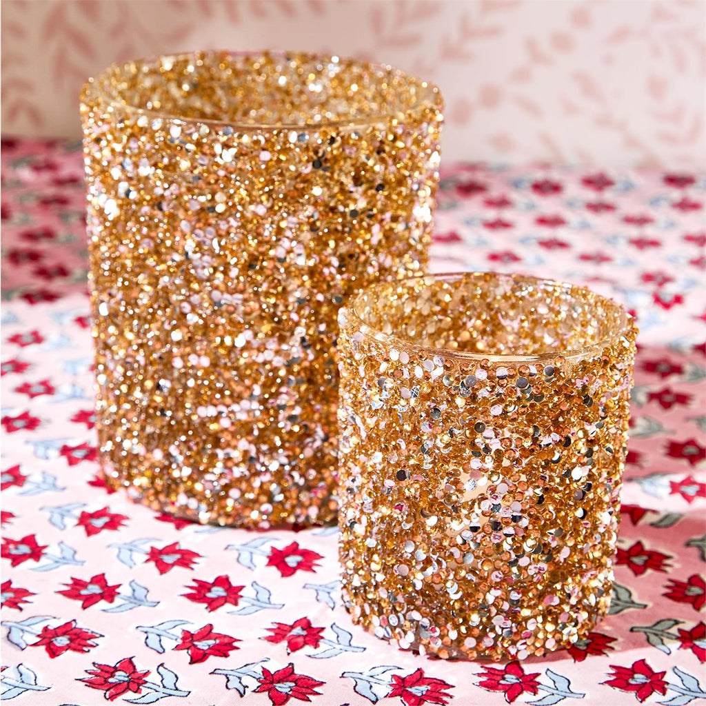 Beaded Gold and Silver Votives, 2 Sizes - Charles Mayer