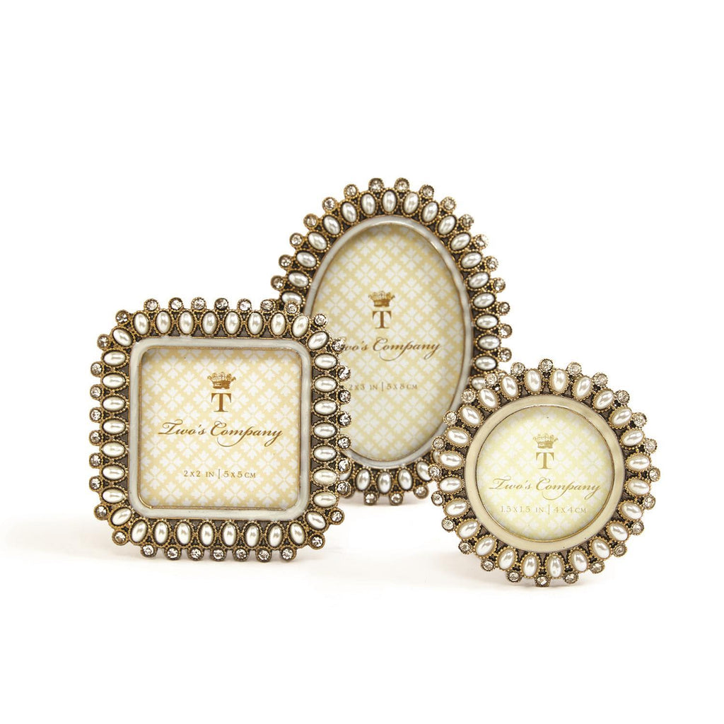 Pearls Mini Photo Frame, Round - Charles Mayer