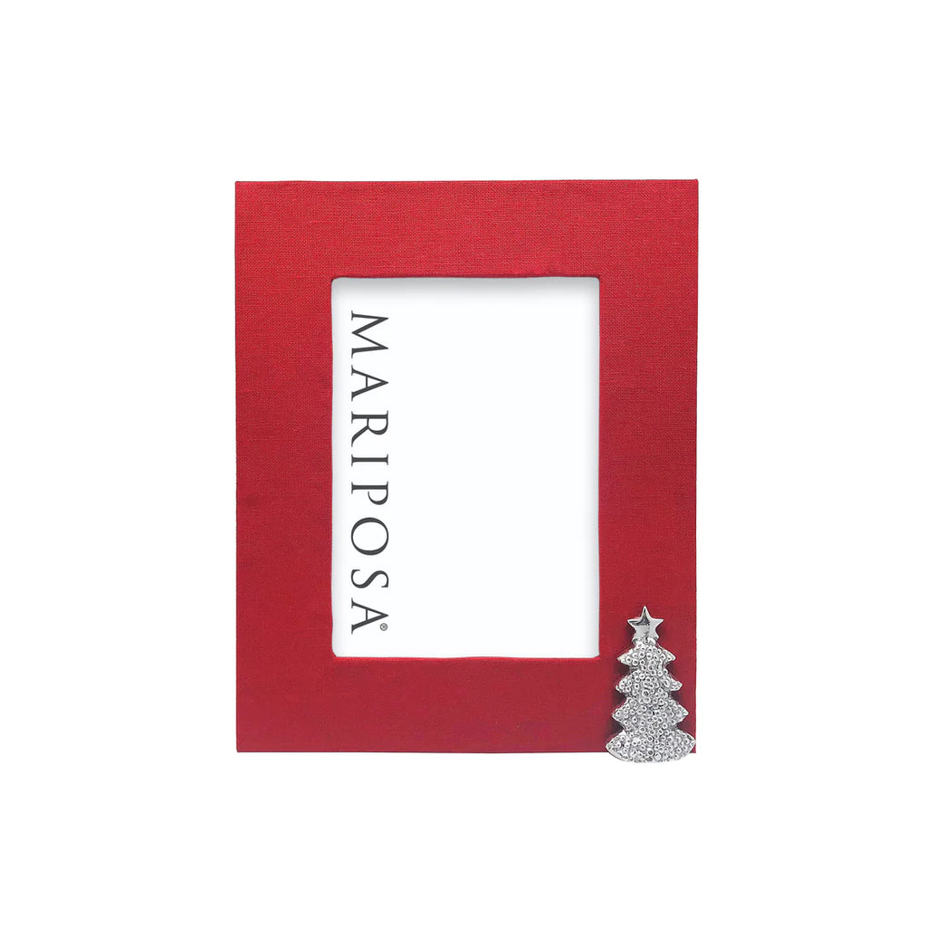 Mariposa Red Linen Christmas Tree Frame, 5*7 - Charles Mayer