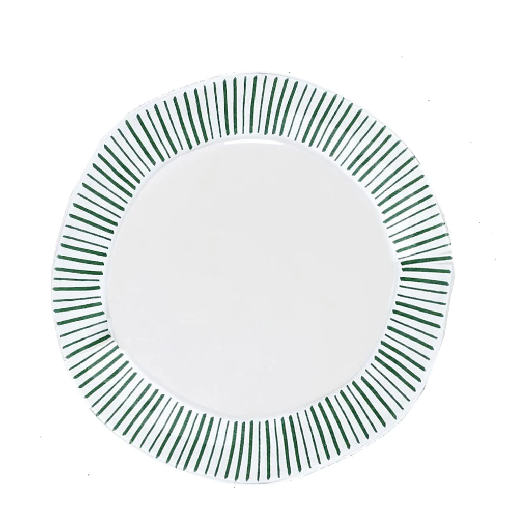 Skyros Madeira Meadow Pinstripe Dinner Plate in Fern - Charles Mayer