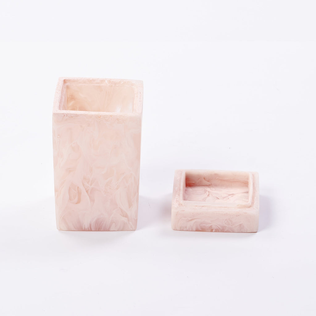 Nashi Home Resin Small Square Blush Lidded Box - Charles Mayer