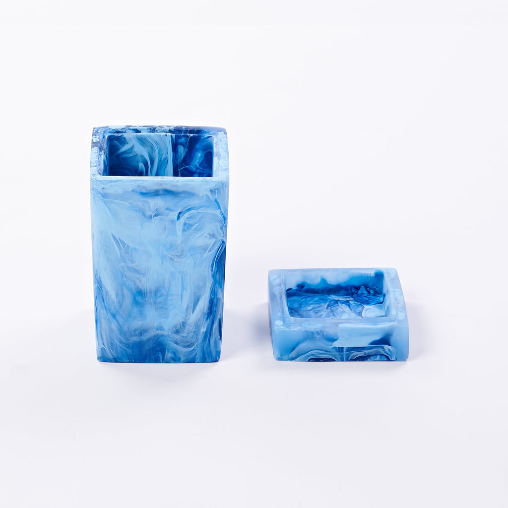 Nashi Home Resin Small Square Denim Lidded Box - Charles Mayer