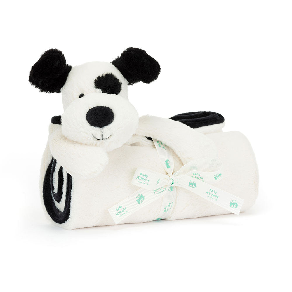 Jellycat Bashful Black & Cream Puppy Blankie - Charles Mayer
