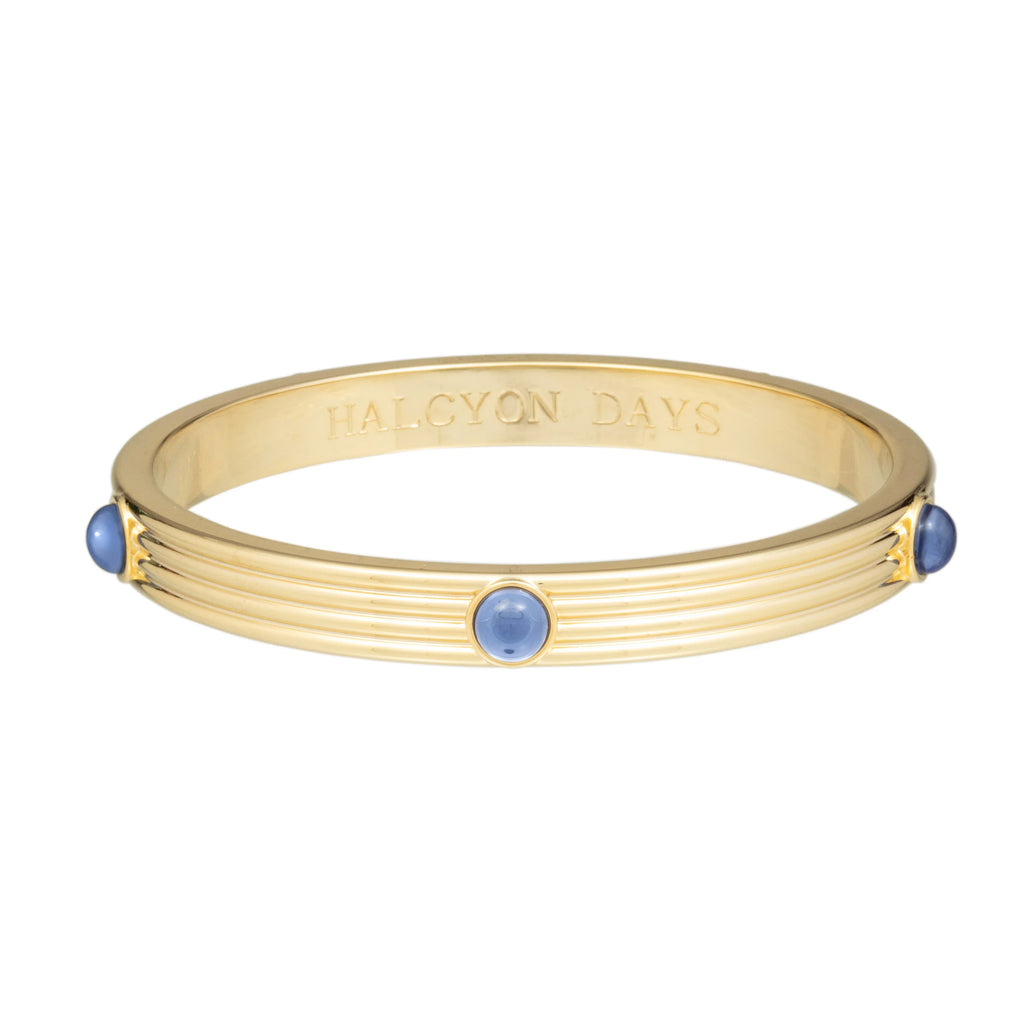 Halcyon Days Ribbed Cabochon Forget-Me-Not & Gold Bangle - Charles Mayer