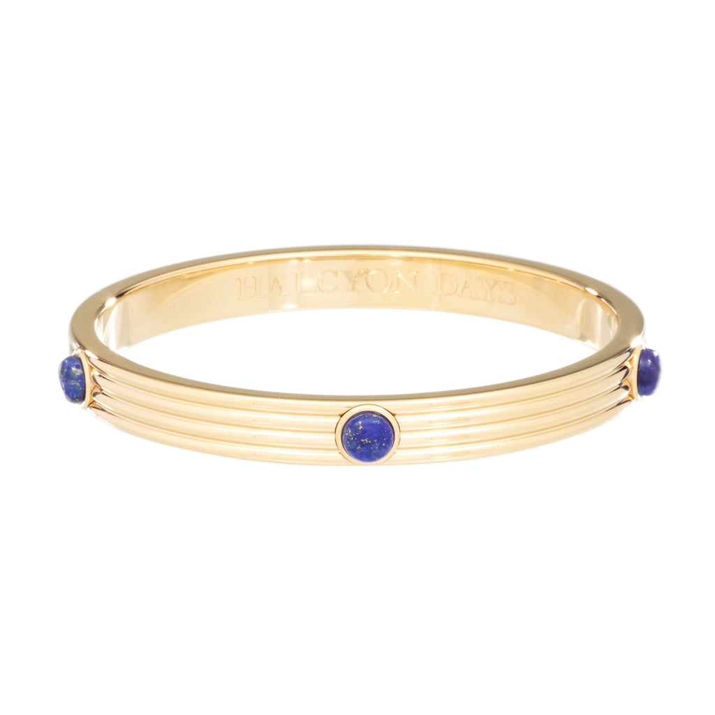 Halcyon Days Ribbed Cabochon Deep Cobalt & Gold Bangle - Charles Mayer