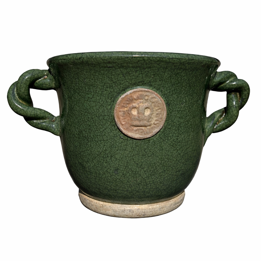 dark green ceramic plant pots Botanical Collections Bedford Twisted Handled Small Pot, Dark Green –  Charles Mayer