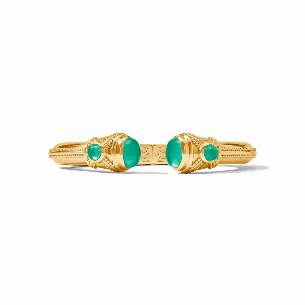 Julie Vos Cabochon Iridescent Emerald Green Demi Cuff - Charles Mayer