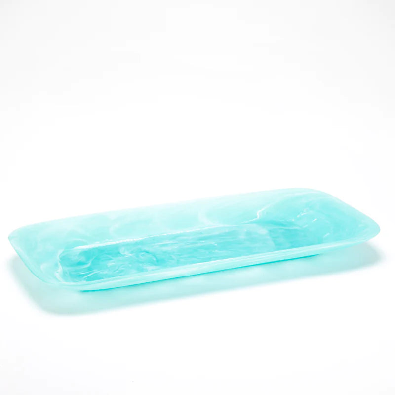 Nashi Home Resin Aqua Swirl Classical Rectangle Platter - Charles Mayer