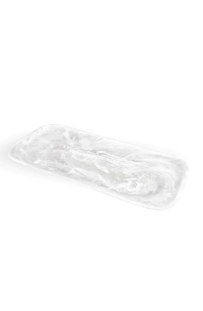 Nashi Home Resin White Swirl Classical Rectangle Platter - Charles Mayer