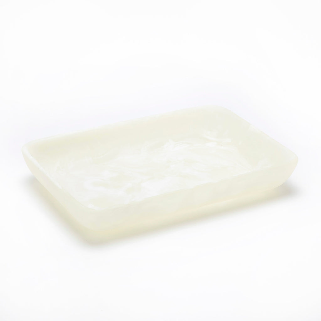 Nashi Home Resin Small Rectangle White Swirl Tray - Charles Mayer