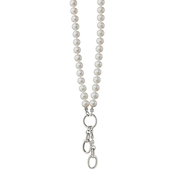 Monica Rich Kosann Sterling Silver 18" Freshwater Pearl Necklace with 2 Charm Enhancers - Charles Mayer